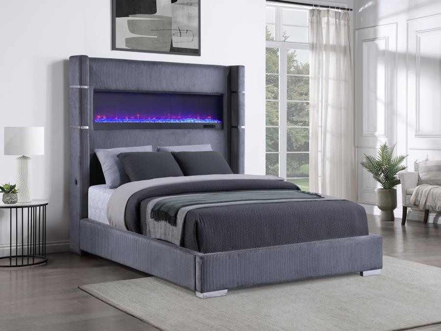 Tisdall - Upholstered Fireplace Bed by Coaster Fine Furniture | Bel Furniture