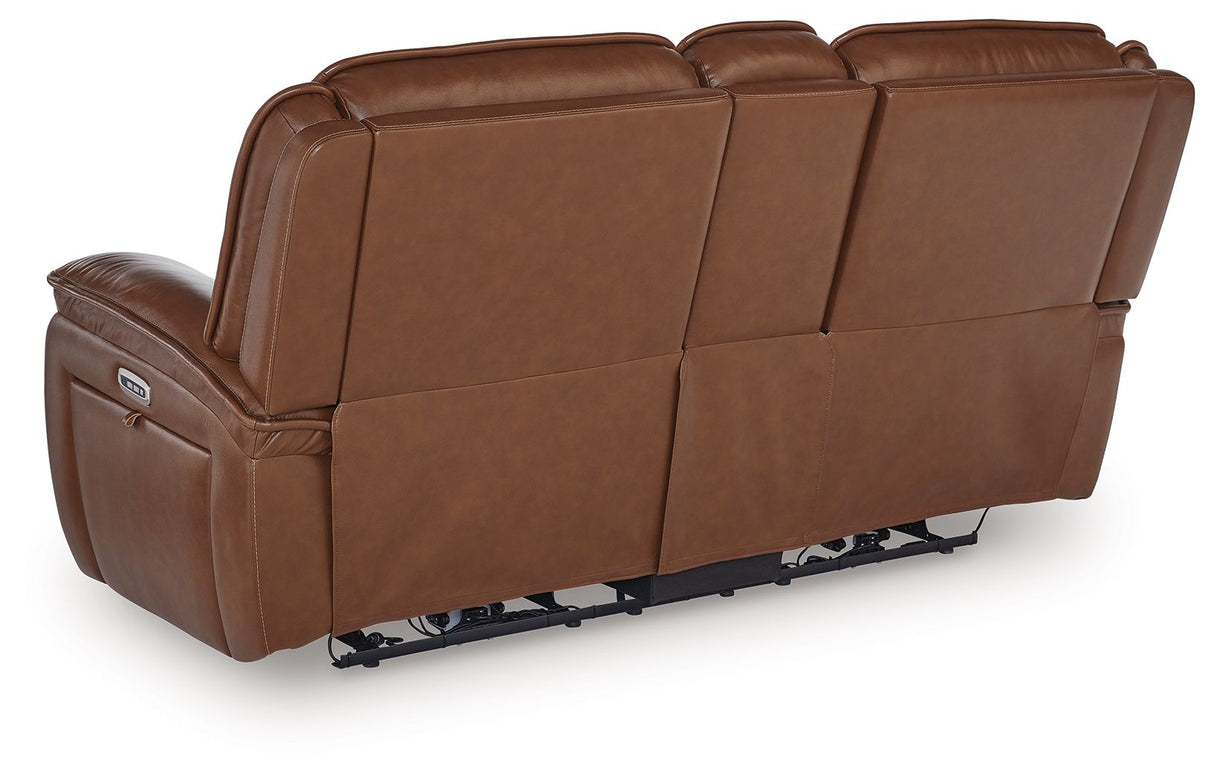 Healy Pier - Chocolate - Power Reclining Loveseat With Console / Adj Headrest by Signature Design by Ashley® | Bel Furniture