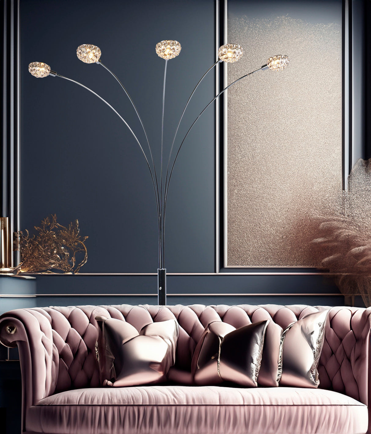 Half Moon Floor Lamp - Black by Crown Mark | Bel Furniture