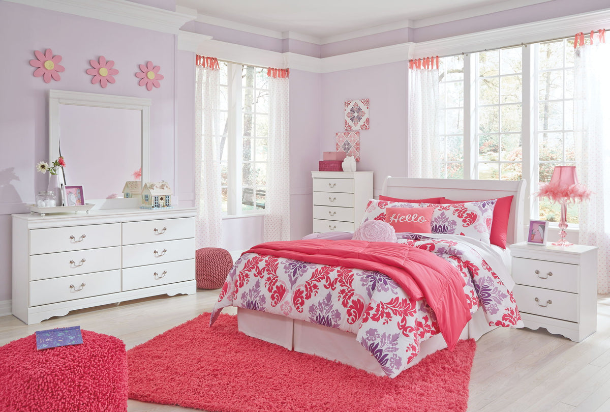 Anarasia - Full Sleigh Headboard with Bolt on Bed Frame - White