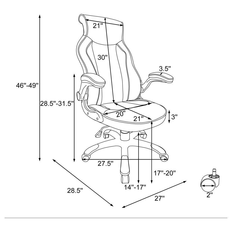 Dustin - Upholstered Adjustable Home Office Desk Chair - Black by CoasterEssence | Bel Furniture