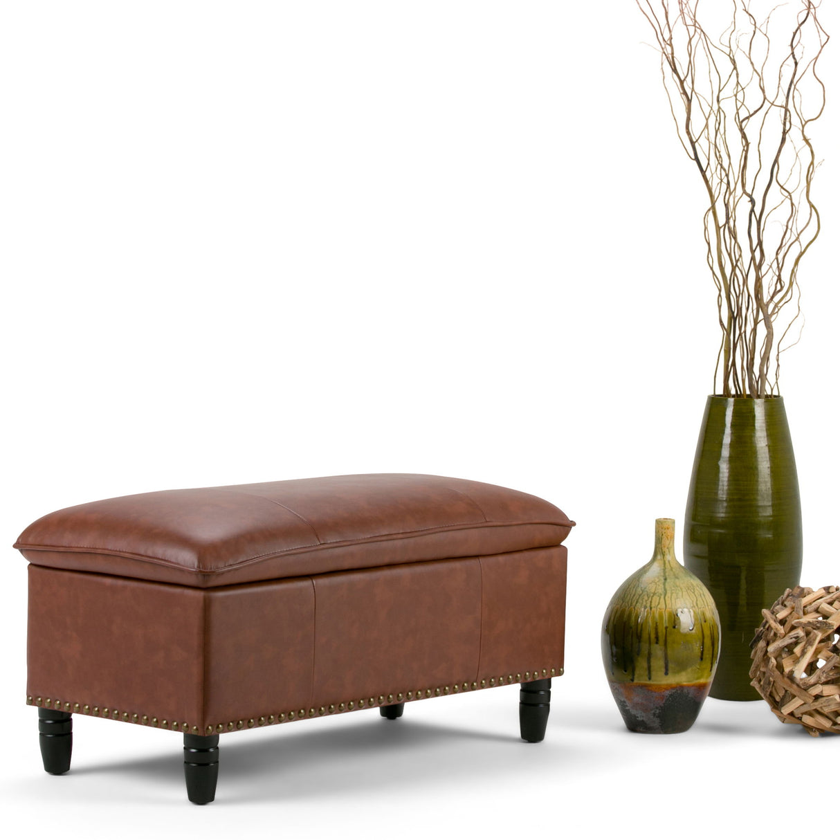 Emily - Storage Ottoman - Cognac by Simpli-Home | Bel Furniture