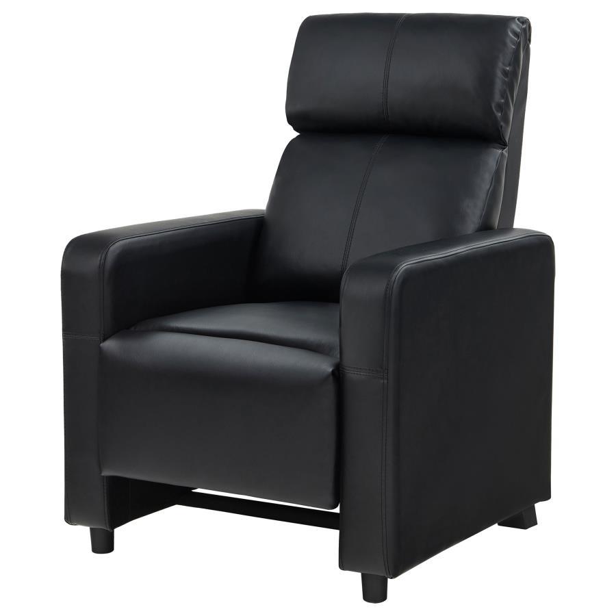 Toohey - Upholstered Home Theater Push Back Recliner - Black by CoasterEveryday | Bel Furniture