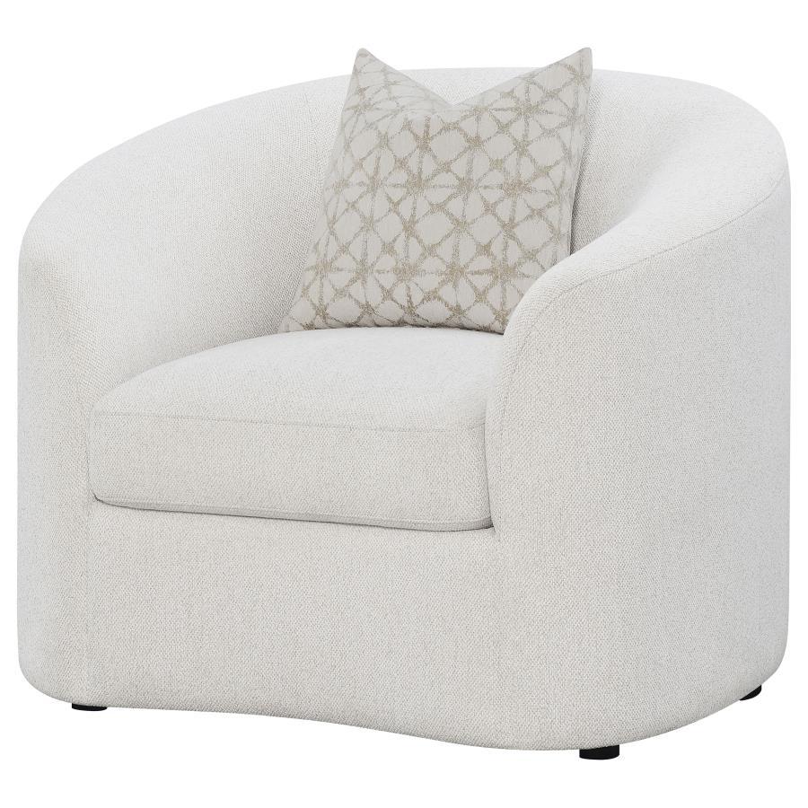 Rainn - Boucle Upholstered Sloped Arm Accent Chair - Latte by CoasterEssence | Bel Furniture