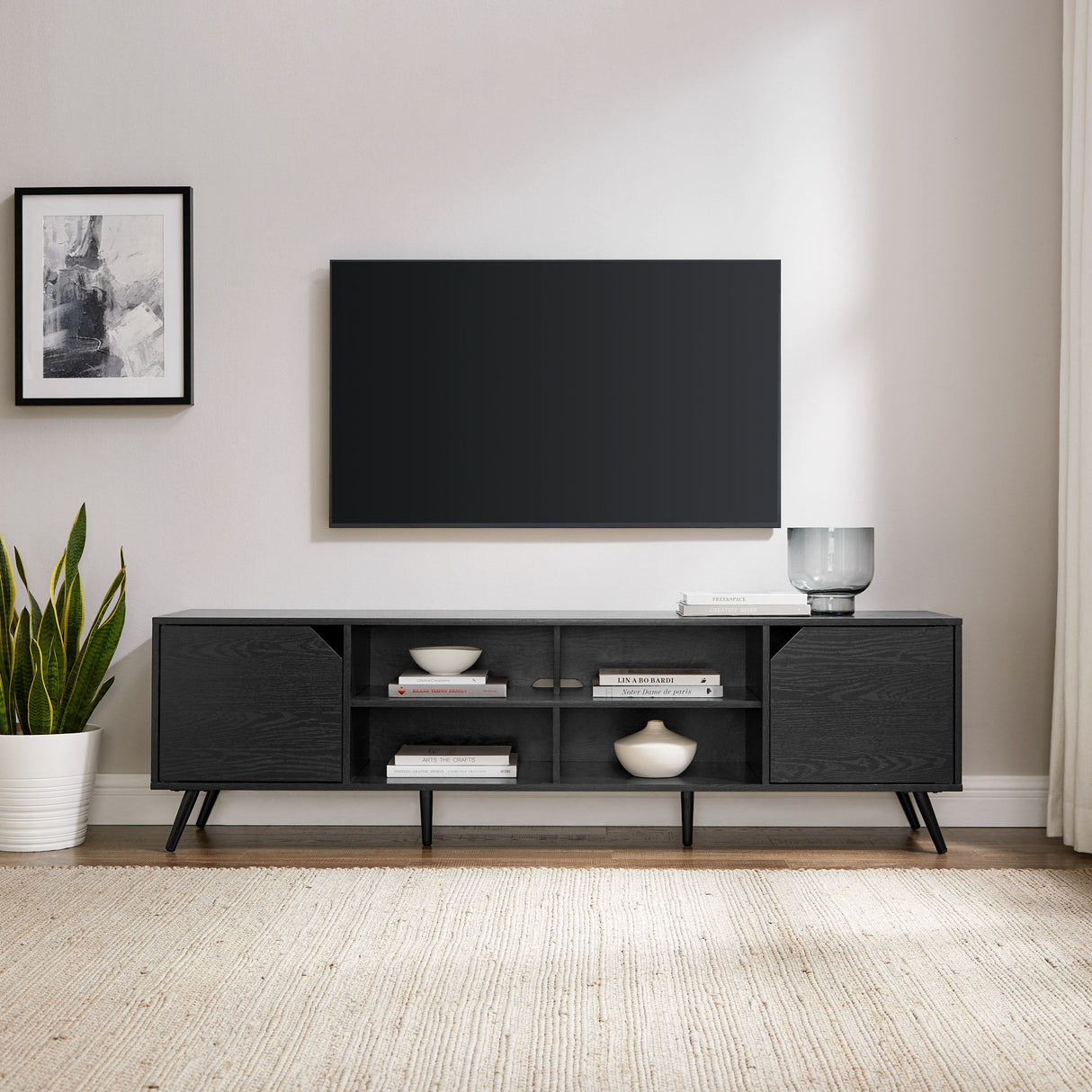 Contemporary 2 Door Minimalist TV Stand by Walker Edison | Bel Furniture