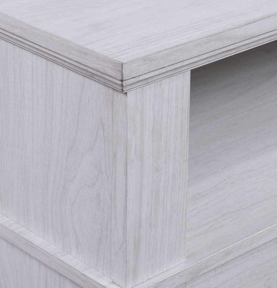 Lucifer - TV Stand Console With Fireplace - White Walnut by Lilola Home | Bel Furniture