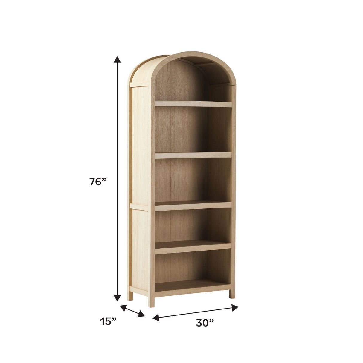 Modern 5 Shelf Open Arched Bookshelf by Walker Edison | Bel Furniture