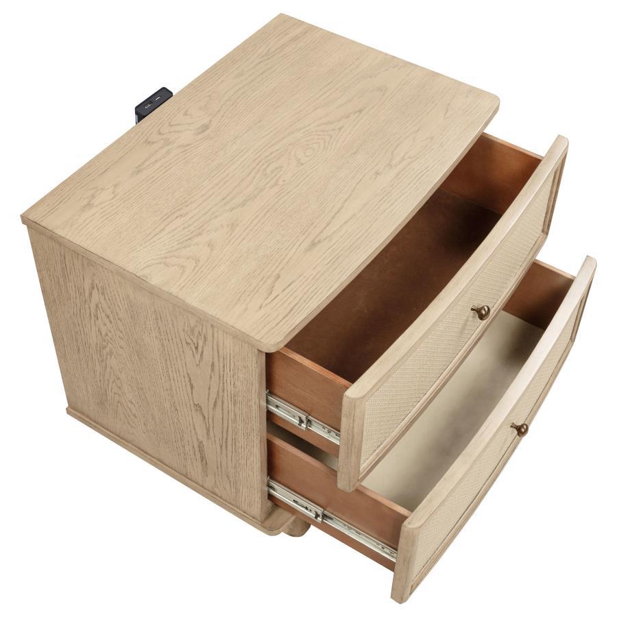 Kailani - 2-Drawer Nightstand Bedside Table - Beige Oak by Coaster Fine Furniture | Bel Furniture