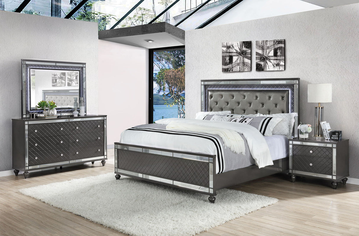 Refino - Bedroom Set - Gunmetal Dark Gray by Crown Mark | Bel Furniture