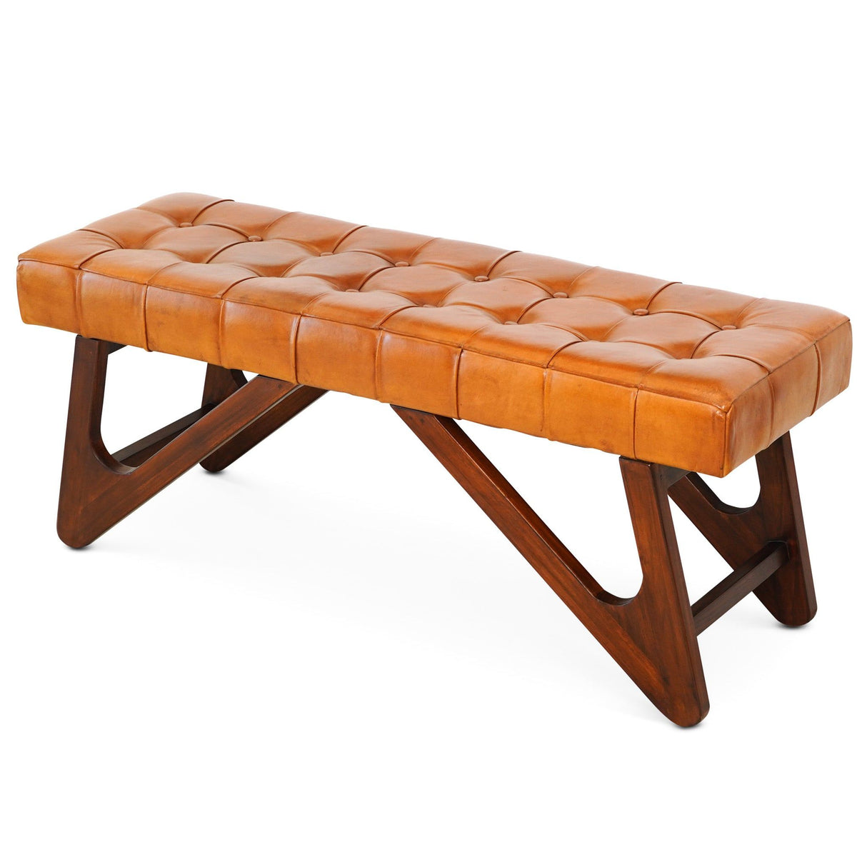 Mia - Bench With Buttons - Brown / Rustic by Ashcroft Furniture | Bel Furniture