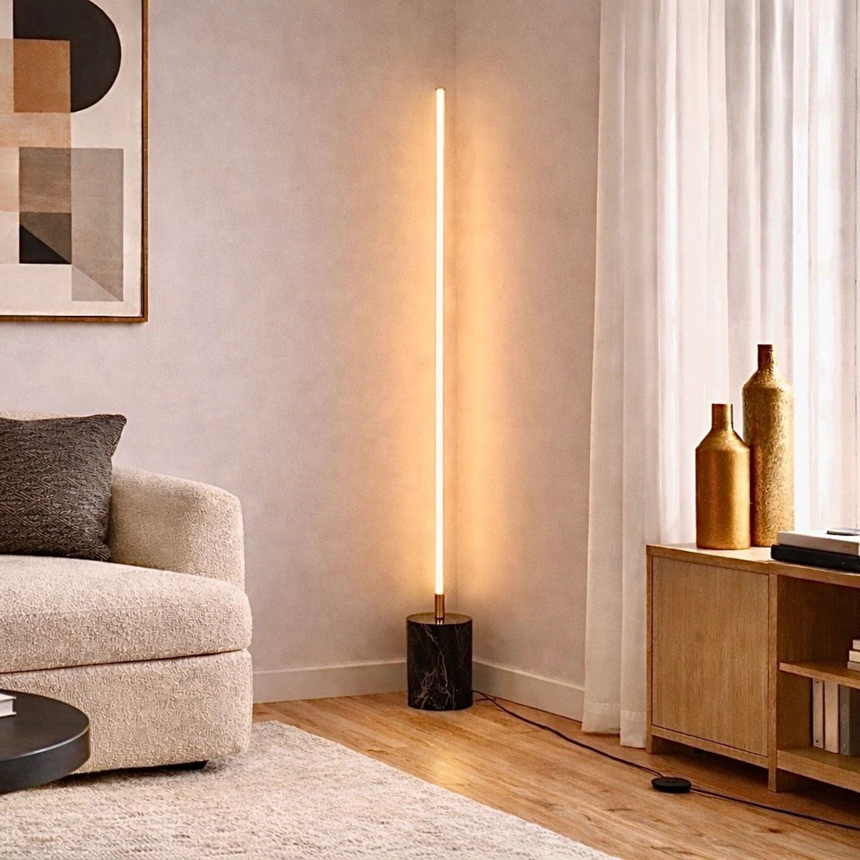 Prism - LED Floor Lamp With On / Off Switch Base - Gold / Marble