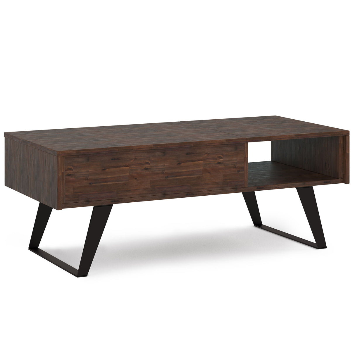 Lowry - Lift Top Coffee Table - Distressed Charcoal Brown by Simpli-Home | Bel Furniture