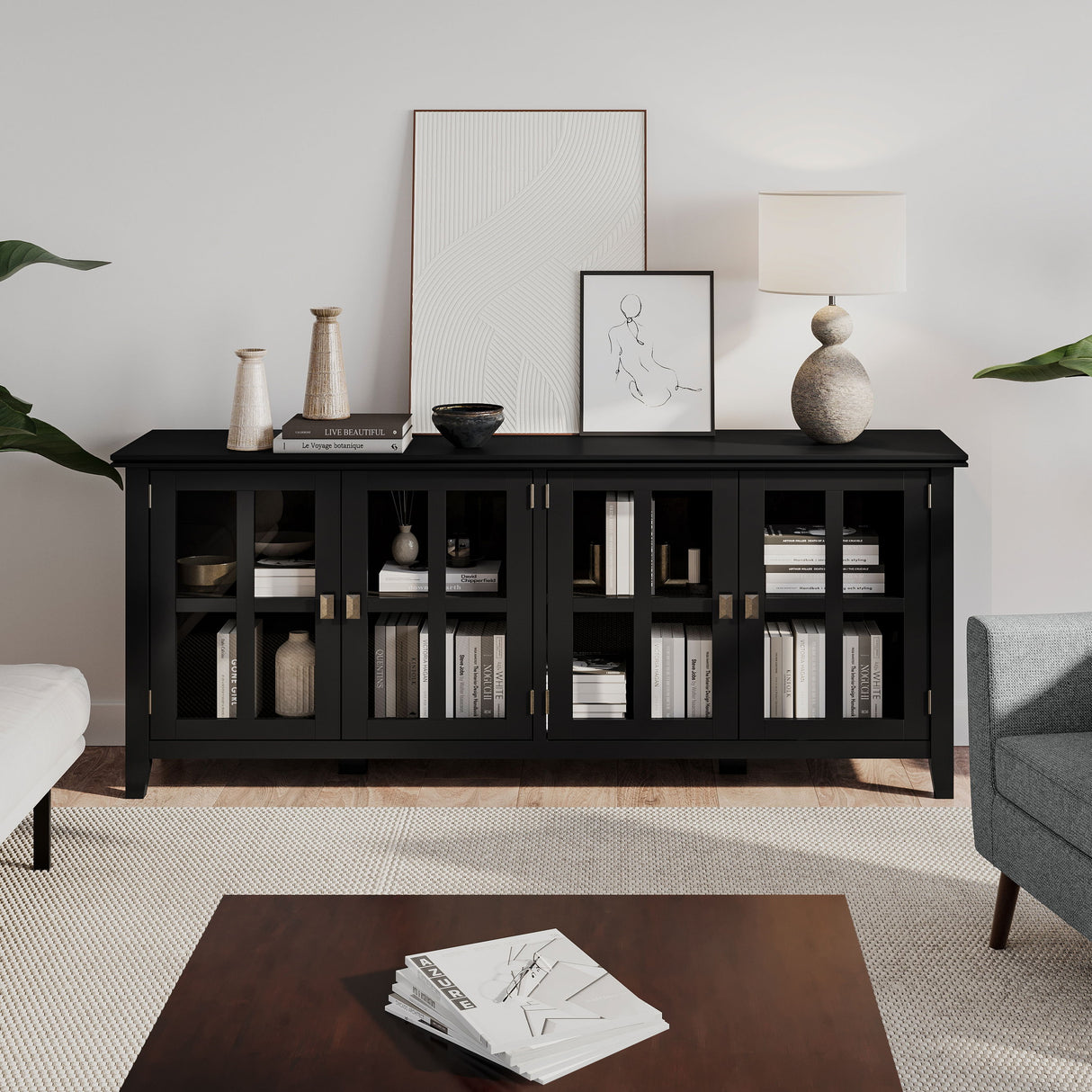 Artisan - Handcrafted Wide 4 Door Storage Cabinet by Simpli-Home | Bel Furniture