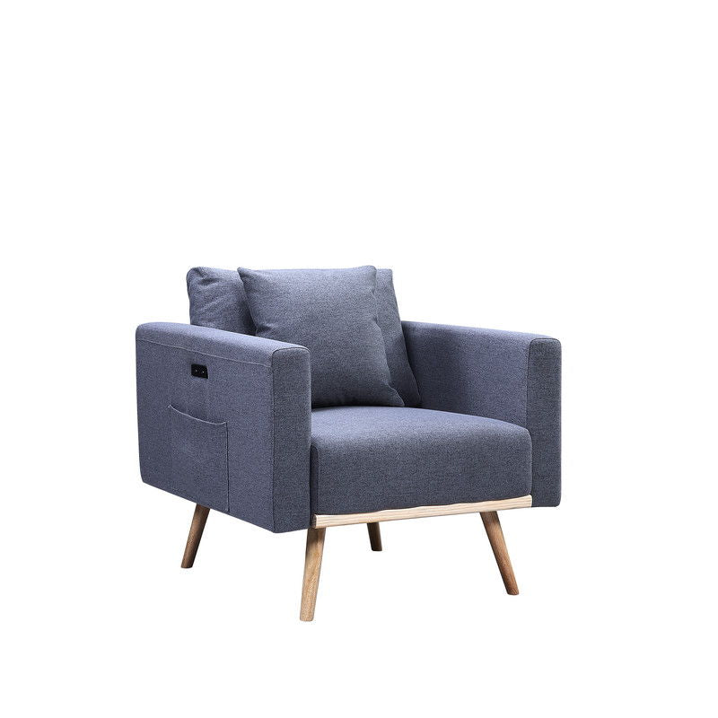 Easton - Linen Fabric Living Room Set With USB Charging Ports Pockets And Pillows (Set of 2) by Lilola Home | Bel Furniture