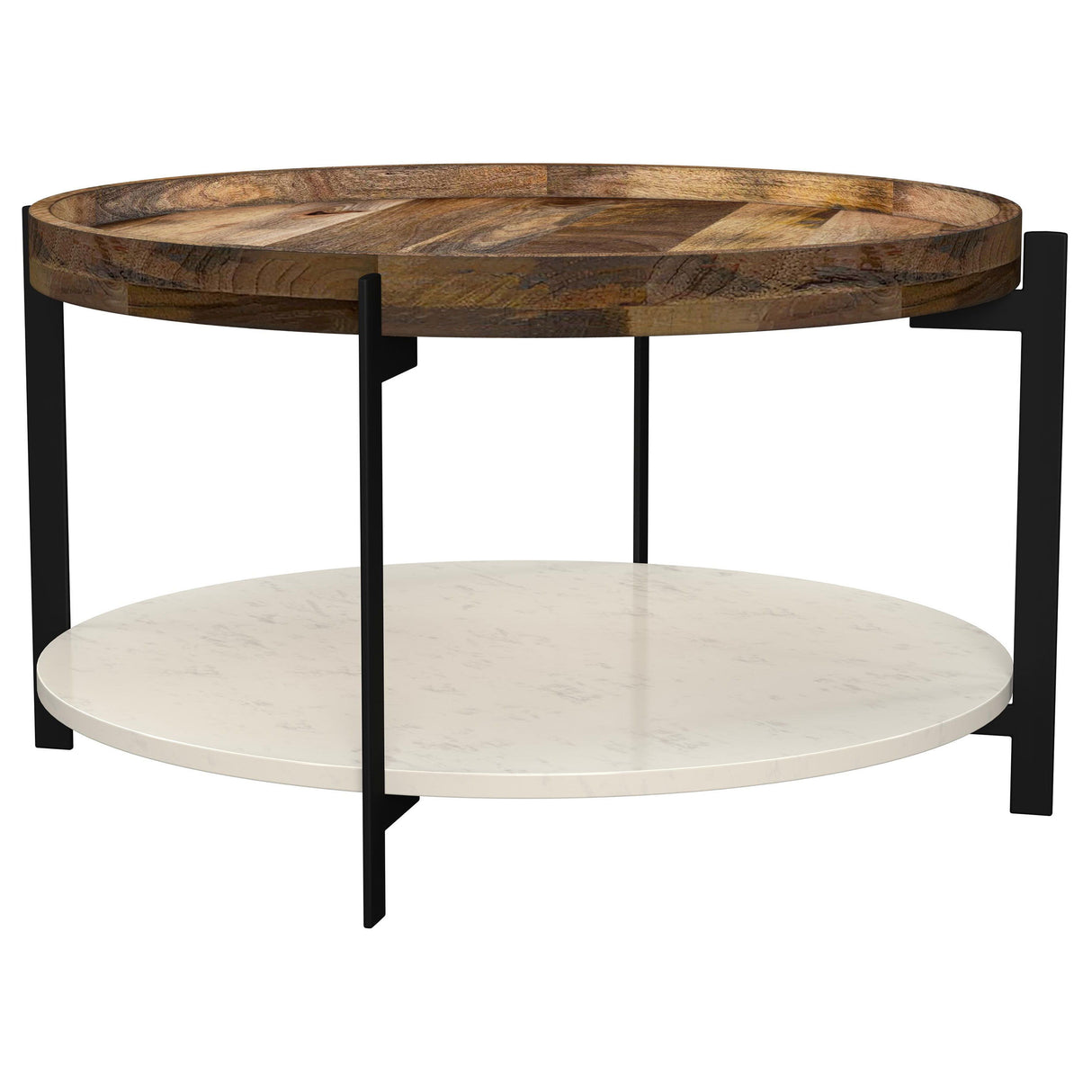 Adhvik - Round Table With Marble Shelf Light Brown Coffee Tables by Coaster Fine Furniture | Bel Furniture