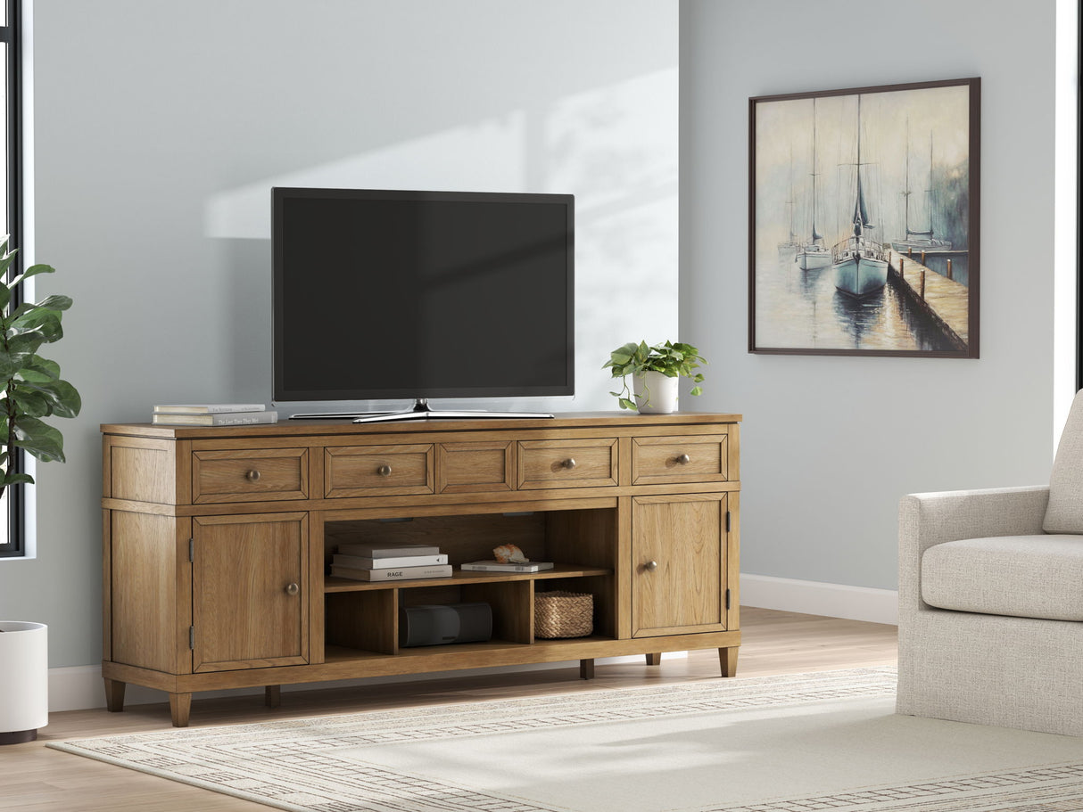 Sharlance - Light Brown - XL TV Stand With Fireplace Option by Signature Design by Ashley® | Bel Furniture