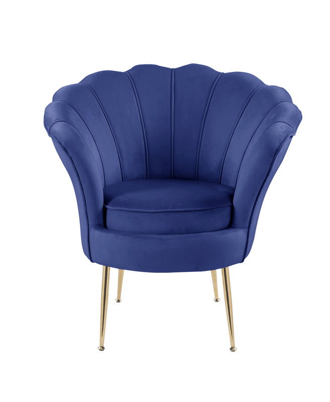 Angelina - Velvet Scalloped Back Barrel Accent Chair With Metal Legs by Lilola Home | Bel Furniture