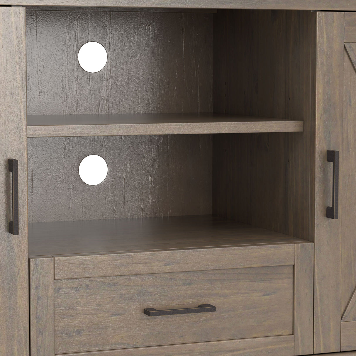 Ela - Medium TV Stand - Smoky Brown by Simpli-Home | Bel Furniture