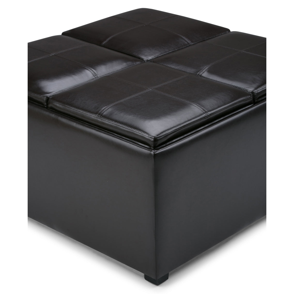 Avalon - Square Coffee Table Storage Ottoman - Tanners Brown by Simpli-Home | Bel Furniture