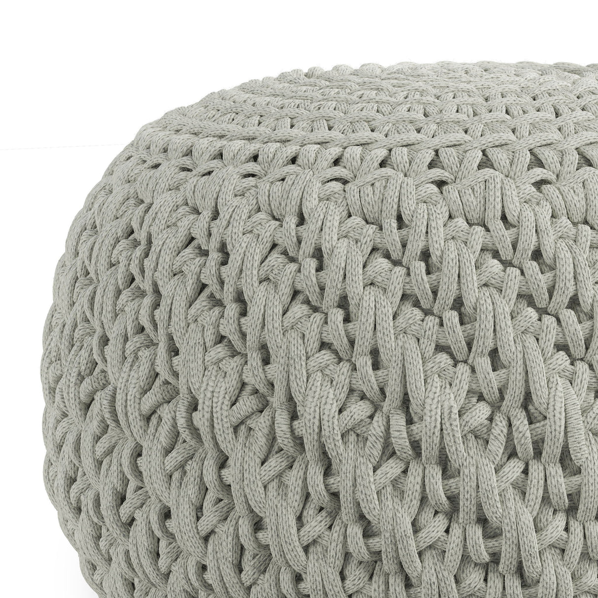Nisi - Round Knitted Outdoor / Indoor Pouf - Light Gray by Simpli-Home | Bel Furniture