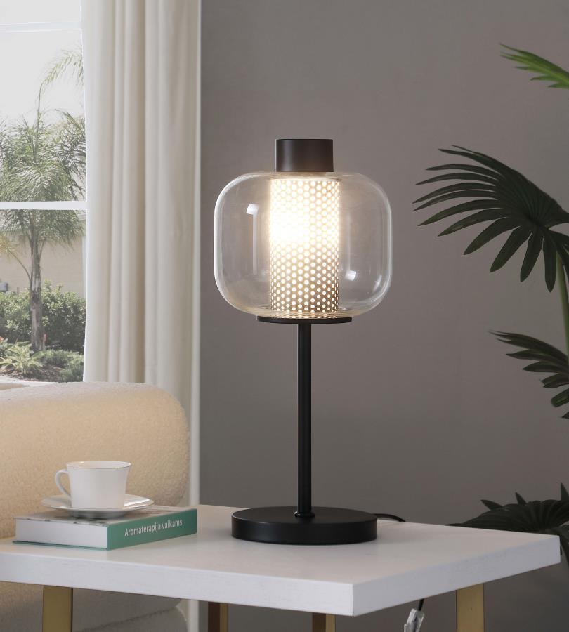 Ingrid - Glass Shade Bedside Table Lamp - Black by Coaster Fine Furniture | Bel Furniture