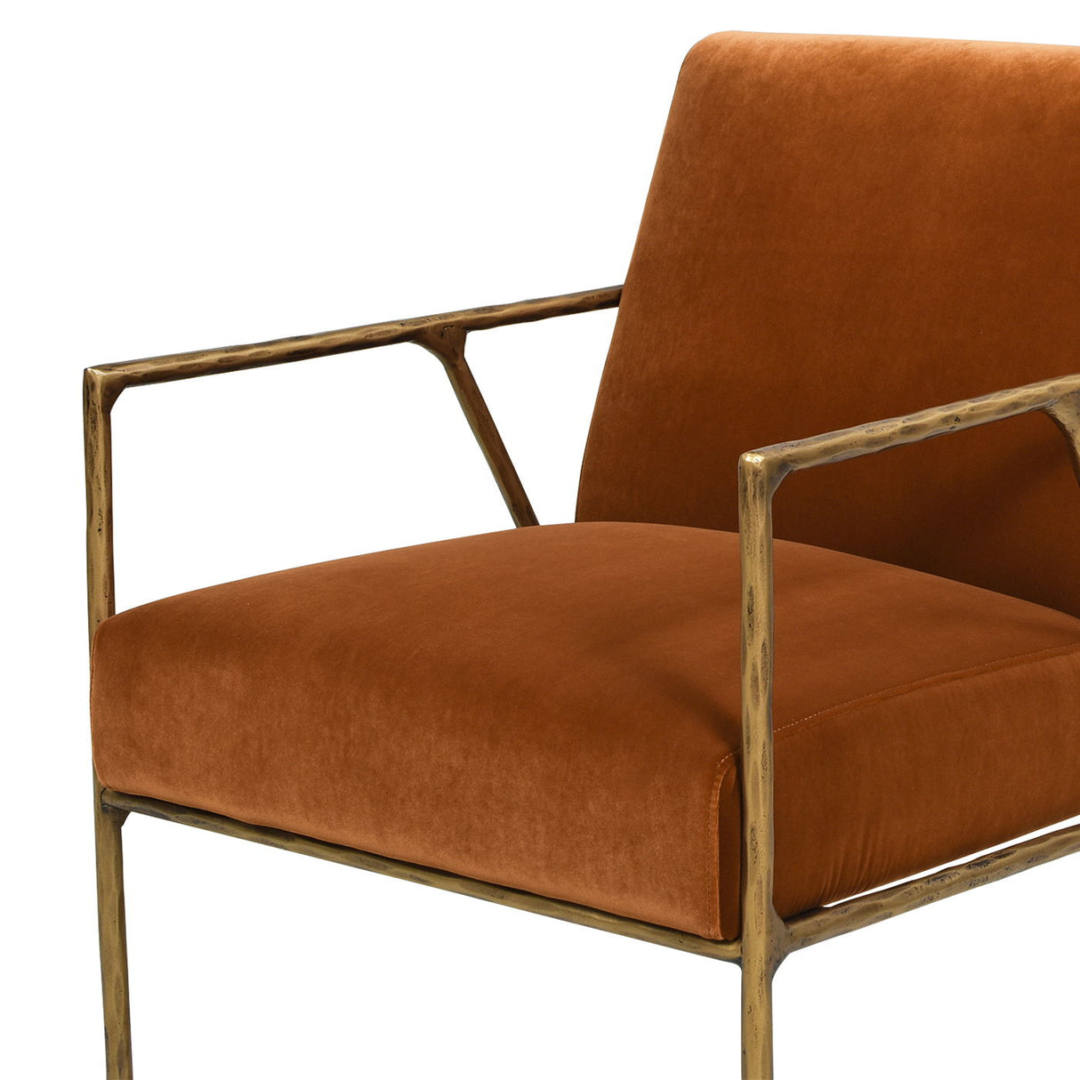 Aerin - Hammered Brass Upholstered Accent Arm Chair by Jennifer Taylor Home | Bel Furniture