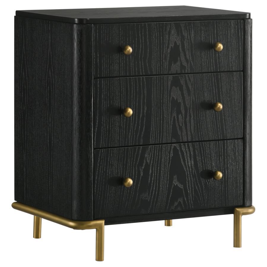Arini - 3-Drawer Nightstand Black by CoasterElevations | Bel Furniture