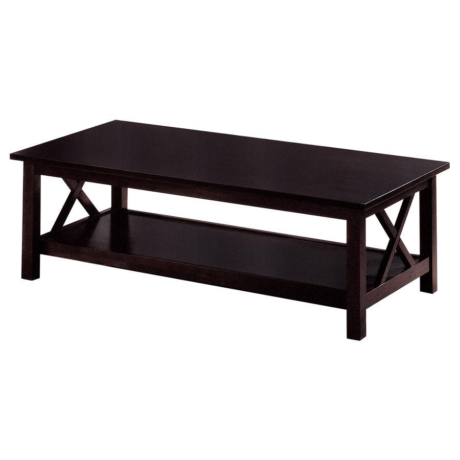 Rachelle - 3 Piece Rectangular Coffee Table Set - Deep Merlot by CoasterEssence | Bel Furniture