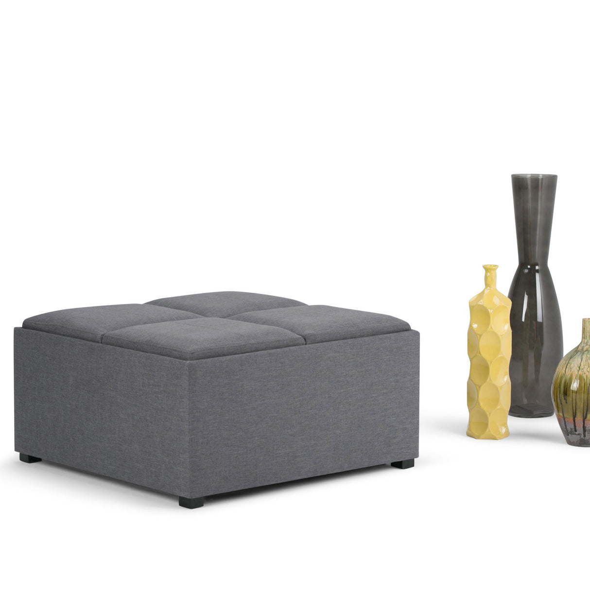 Avalon - Square Coffee Table, Storage Ottoman by Simpli-Home | Bel Furniture