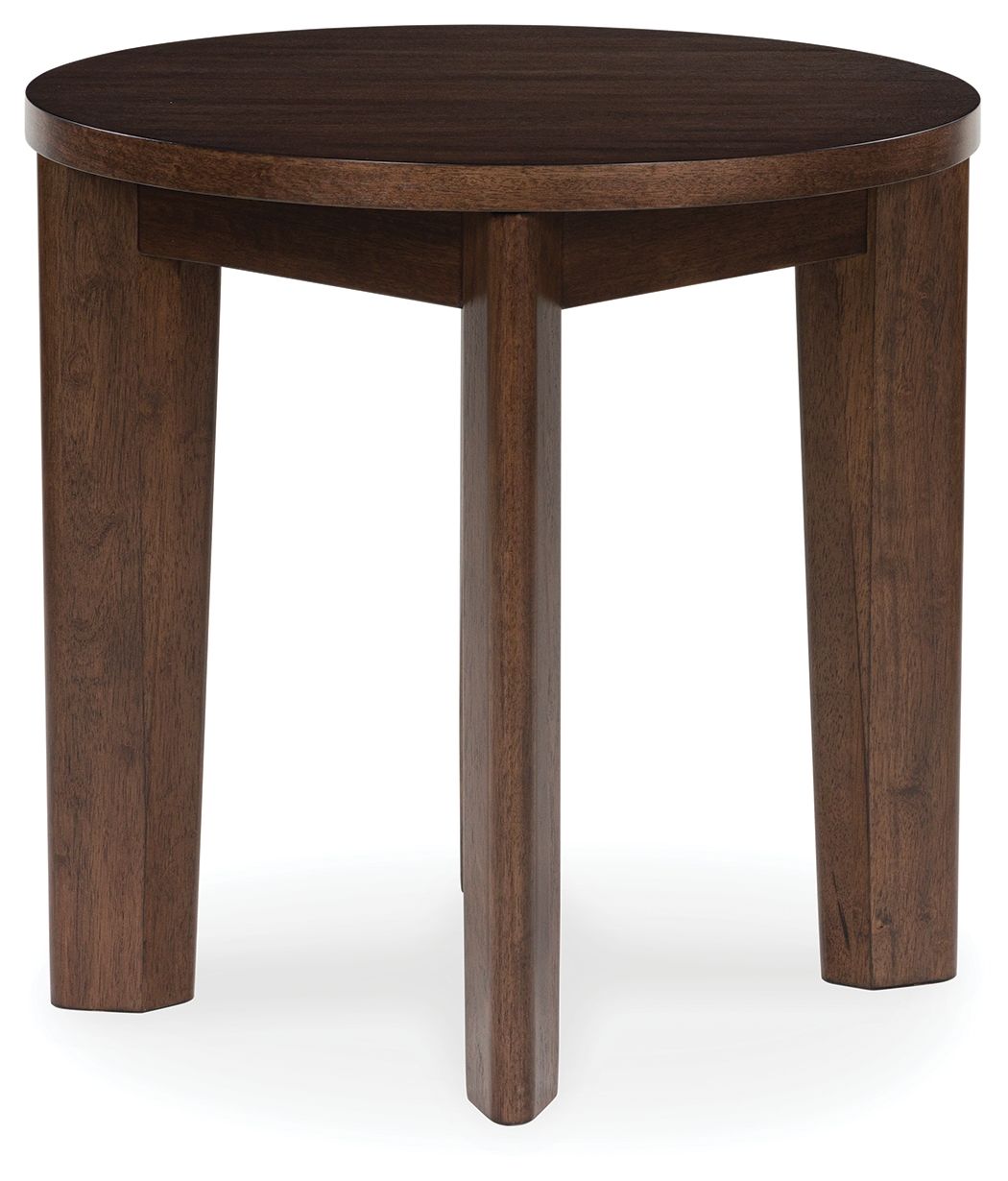Korestone 2 - Dark Brown - Round End Table by Signature Design by Ashley® | Bel Furniture