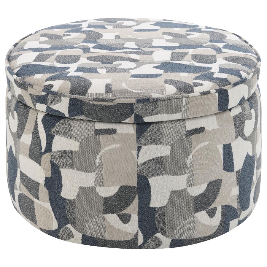Tomkins - Oval Upholstered Storage Ottoman - Indigo Blue by Coaster Fine Furniture | Bel Furniture