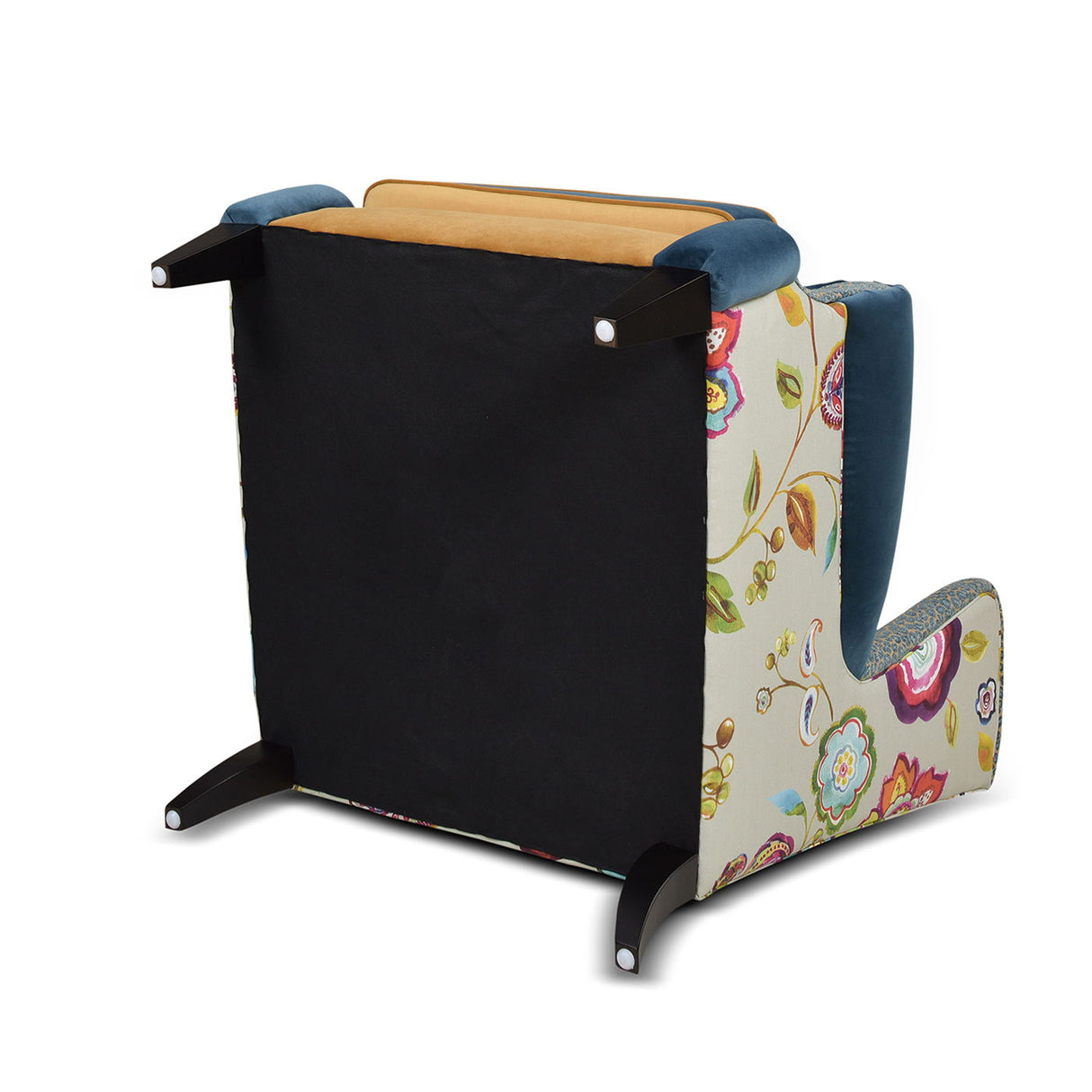 Anya - Boho Chic Wingback Accent Arm Chair - Floral / Leopard / Blue Teal / Yellow Gold by Jennifer Taylor Home | Bel Furniture