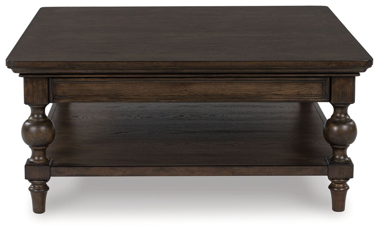 Veramond - Dark Brown - Square Cocktail Table by Signature Design by Ashley® | Bel Furniture