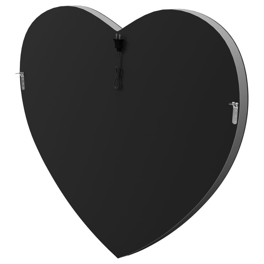 Aiko - Heart Shaped LED Light Wall Mirror - Silver by CoasterEssence | Bel Furniture