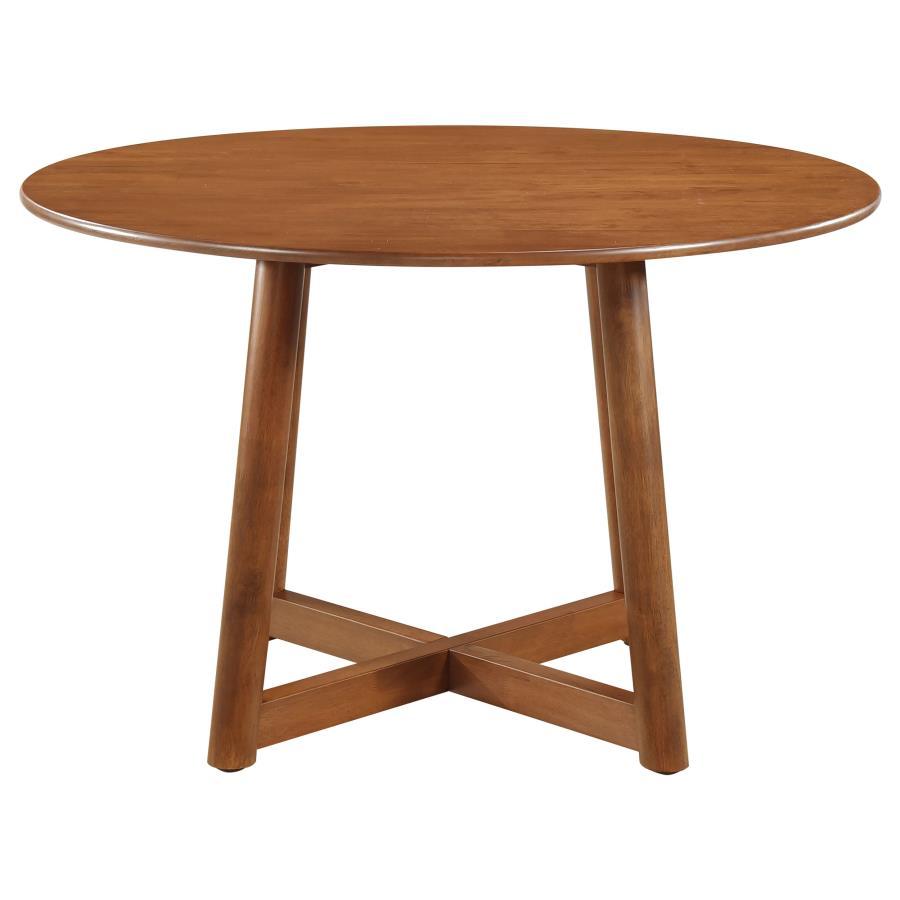 Dinah - Round Solid Wood Dining Table - Walnut by CoasterEveryday | Bel Furniture