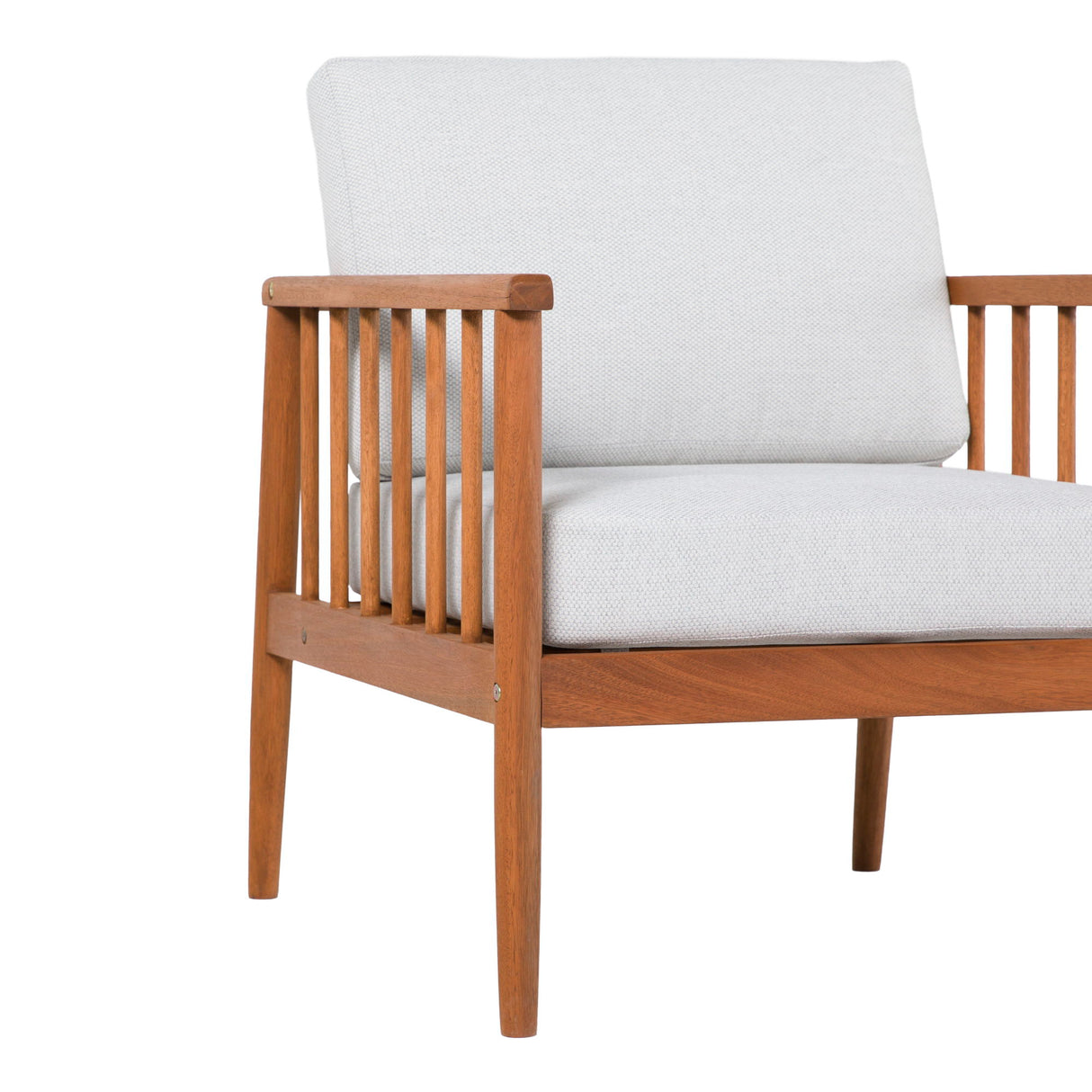 Contemporary Cushioned Eucalyptus Wood Patio Accent Chair by Walker Edison | Bel Furniture