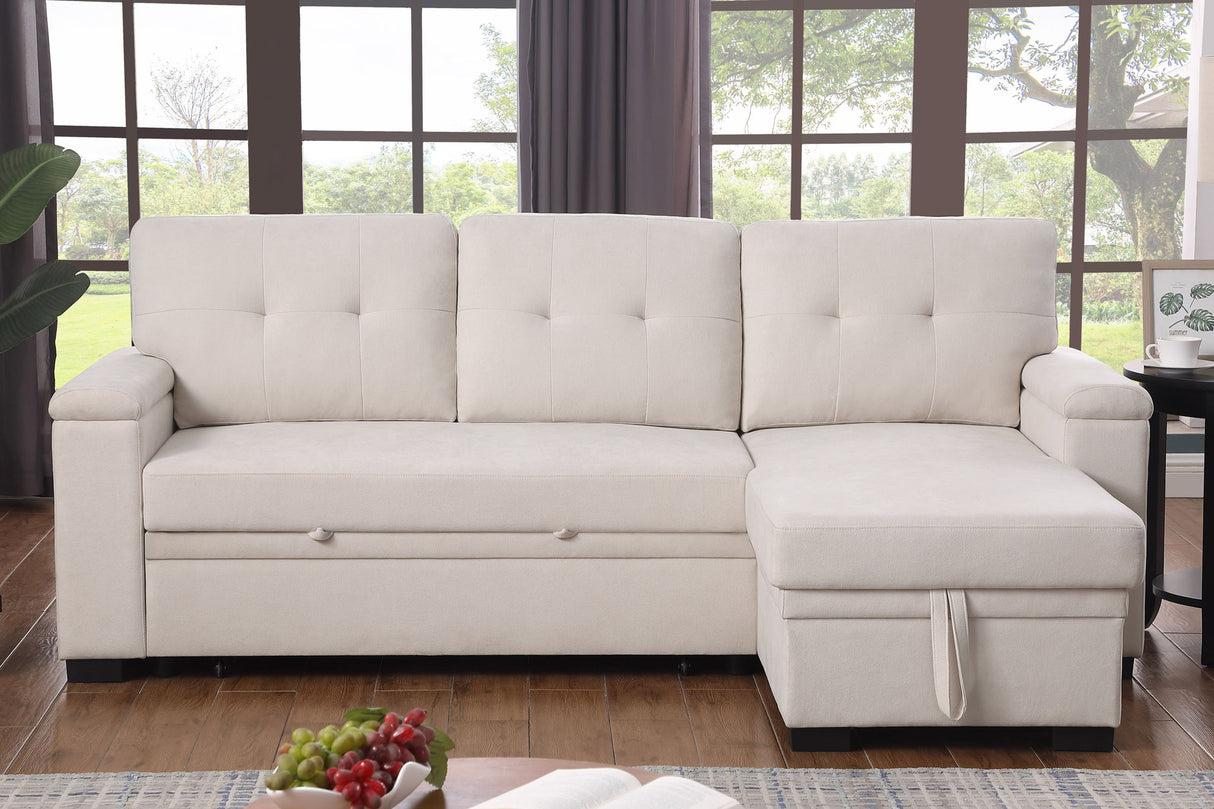 Lucca II - 84.5"W Reversible Sleeper Sectional Sofa with Storage Chaise by Lilola Home | Bel Furniture