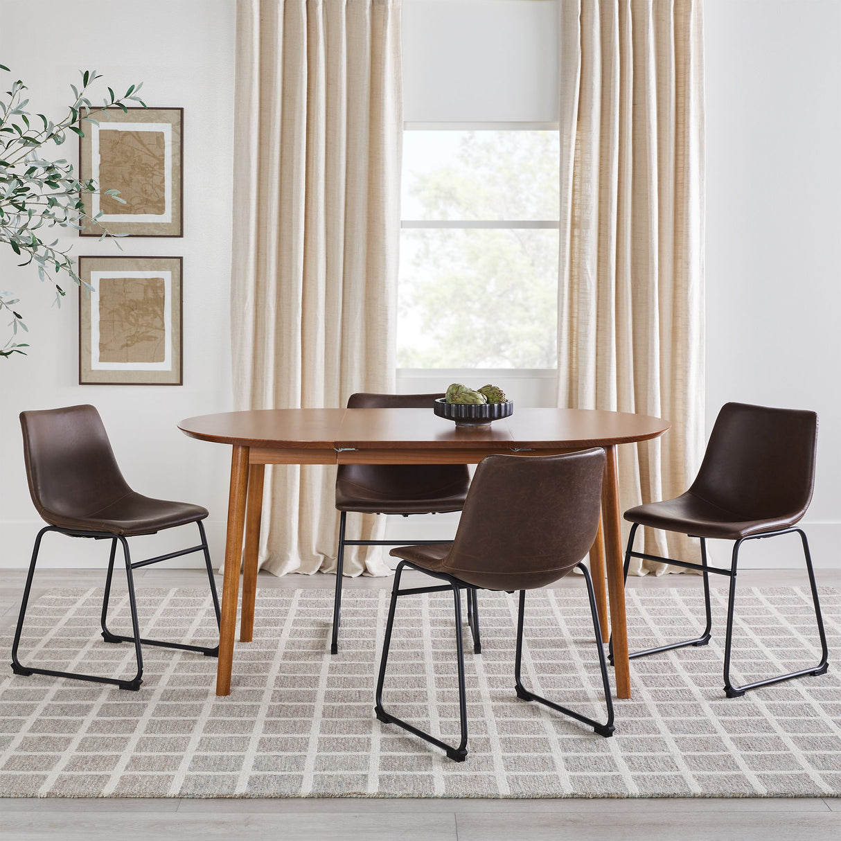 Mid-Century Damsel Extension Dining Table With Removable Leaf - Caramel by Walker Edison | Bel Furniture