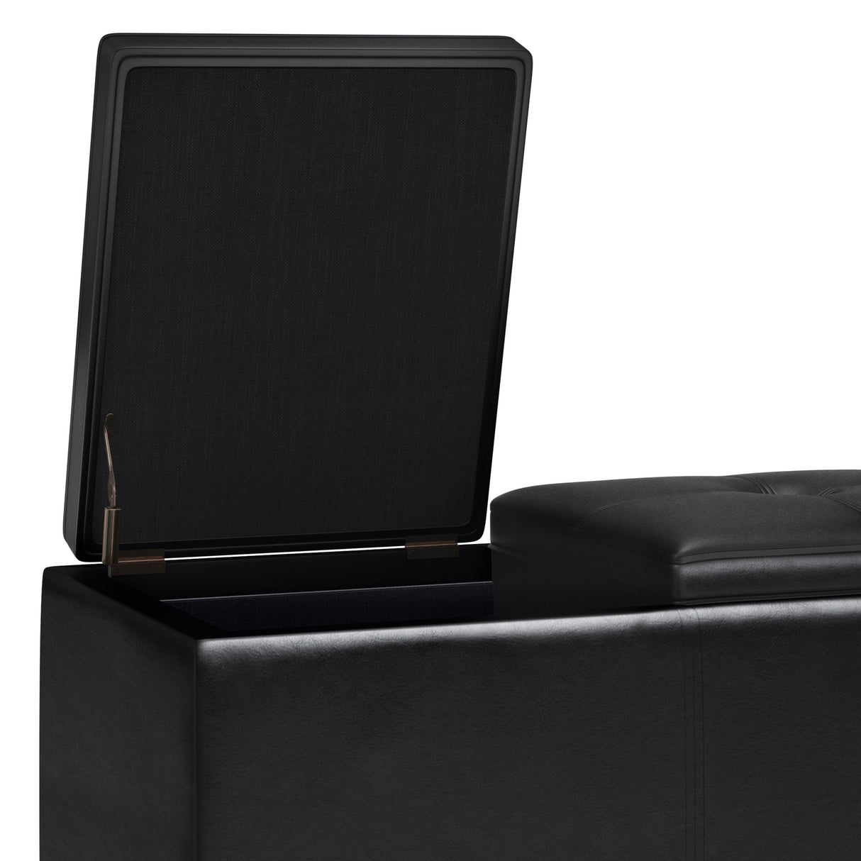 Avalon - Tray Storage Ottoman With Lift Up Lids - Midnight Black by Simpli-Home | Bel Furniture