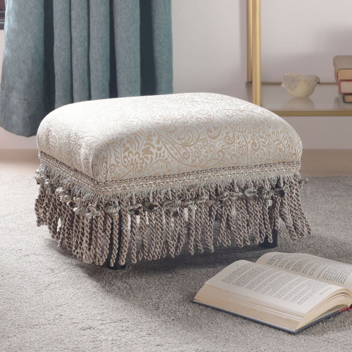 Fiona - Accent Footstool Ottoman - Beige