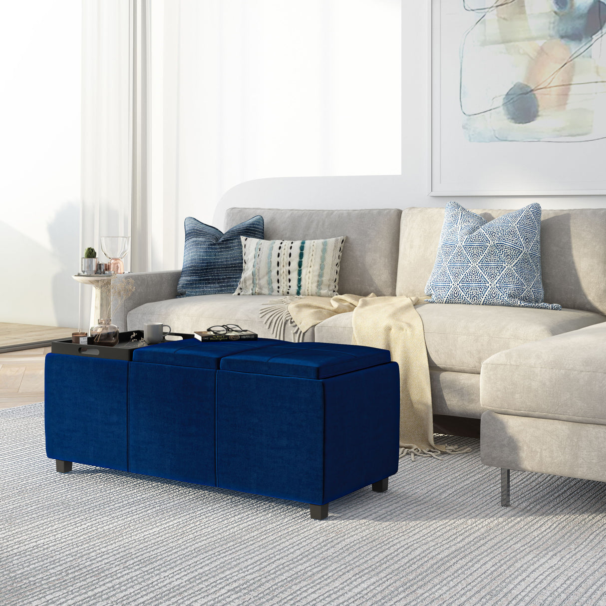 Avalon - Upholstered Storage Ottoman by Simpli-Home | Bel Furniture