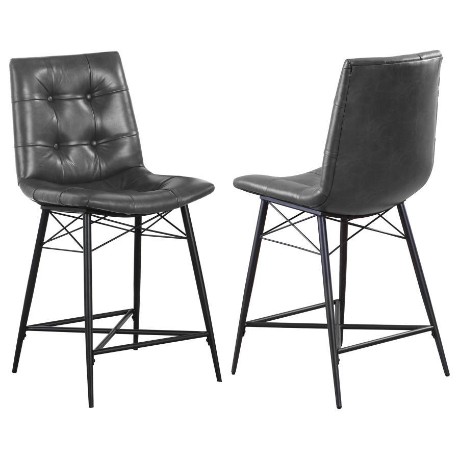 Aiken - Upholstered Tufted Counter Chair (Set of 2) Dark Gray by CoasterEssence | Bel Furniture
