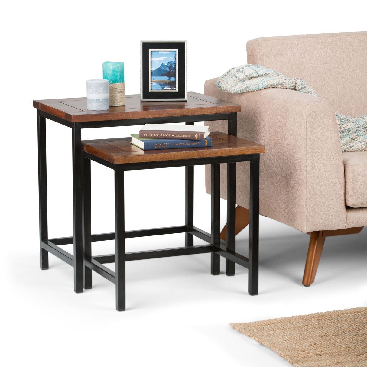 Skyler - 2 Piece Nesting Side Table - Dark Cognac Brown by Simpli-Home | Bel Furniture