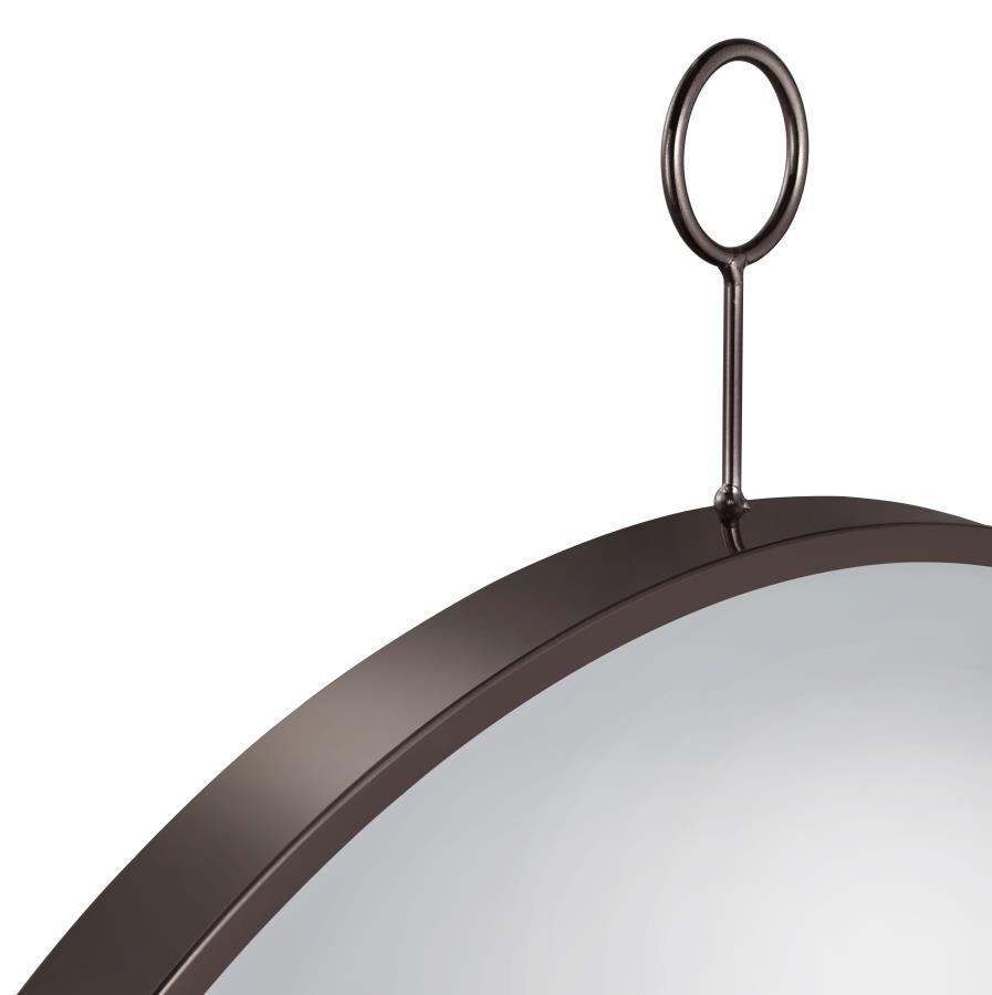 Gwyneth - Round Wall Mirror - Black Nickel by CoasterEveryday | Bel Furniture