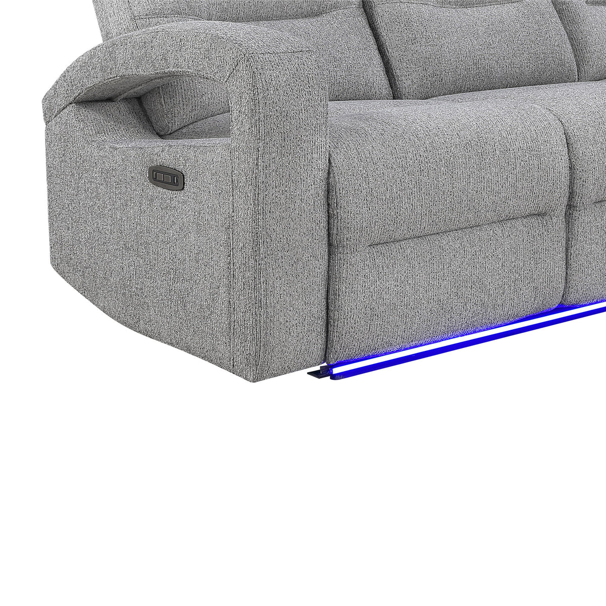 Isolde - Power Reclining Loveseat With LED Lighting - Gray