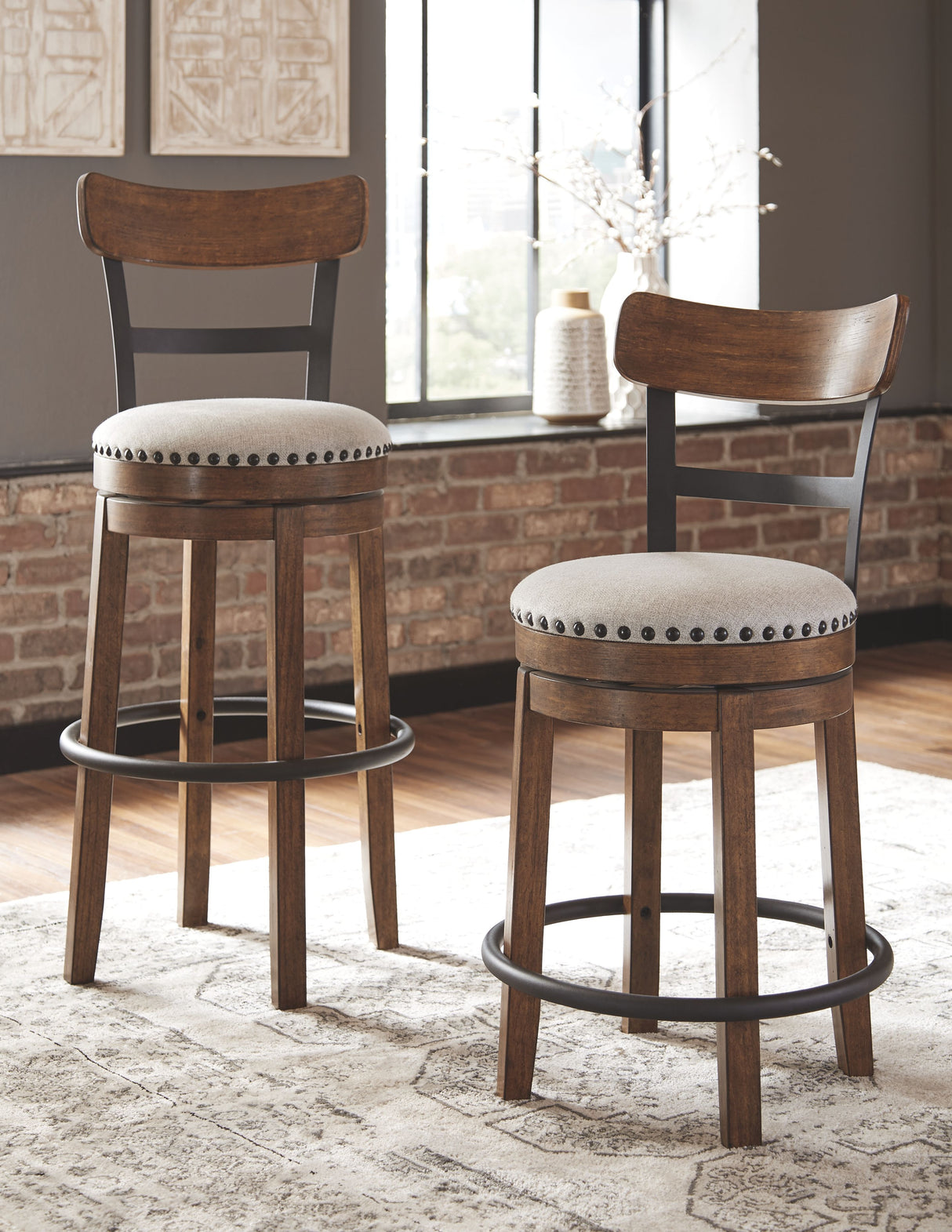 Valebeck - Tall Upholstered Swivel Barstool by Signature Design by Ashley® | Bel Furniture