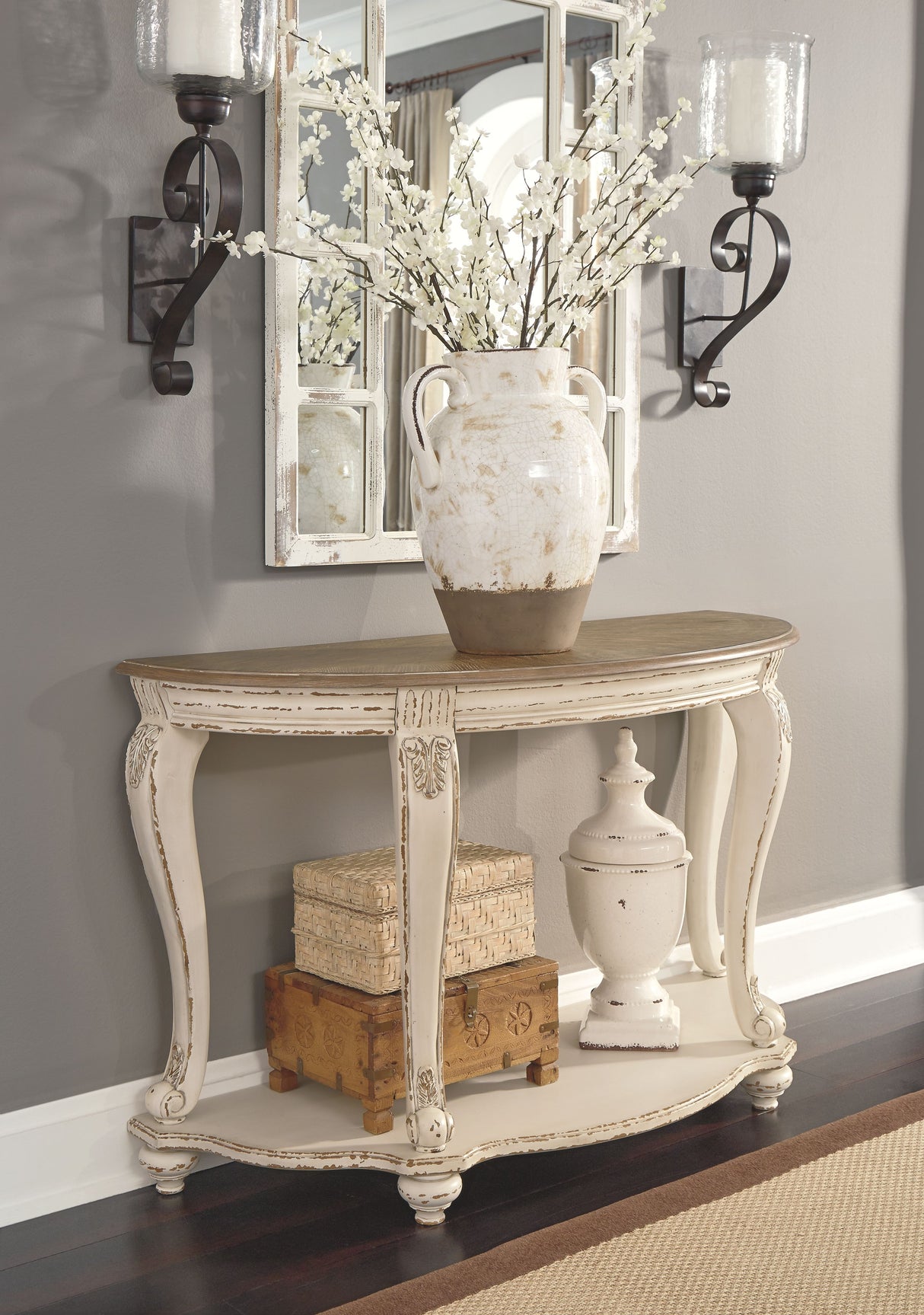 Realyn - White / Brown - Sofa Table by Signature Design by Ashley® | Bel Furniture