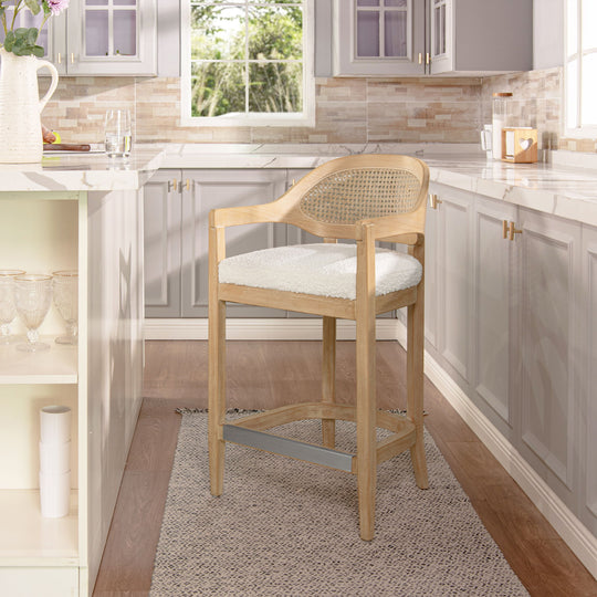 Americana - Mid-Century Modern Cane Back Counter Stool by Jennifer Taylor Home | Bel Furniture