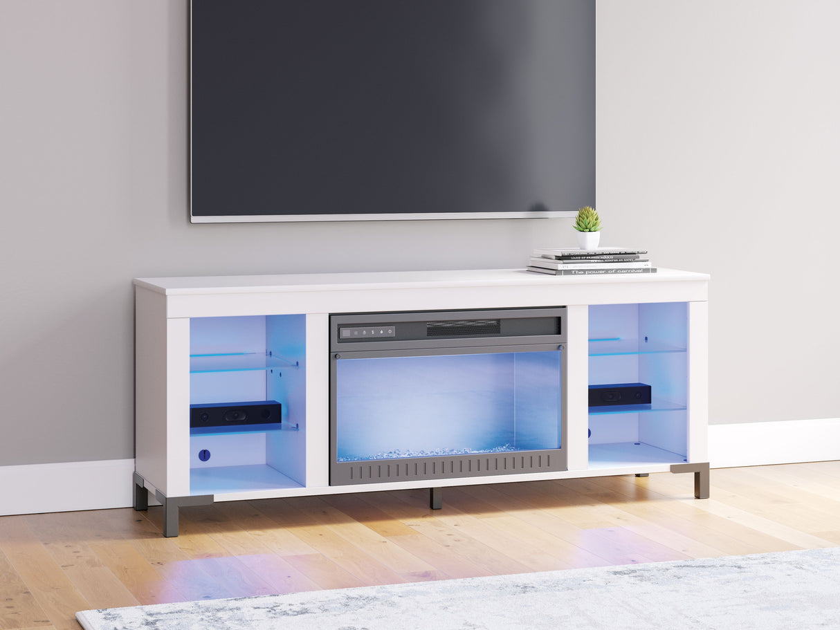 Brollevi - White - TV Stand With Fireplace by Signature Design by Ashley® | Bel Furniture