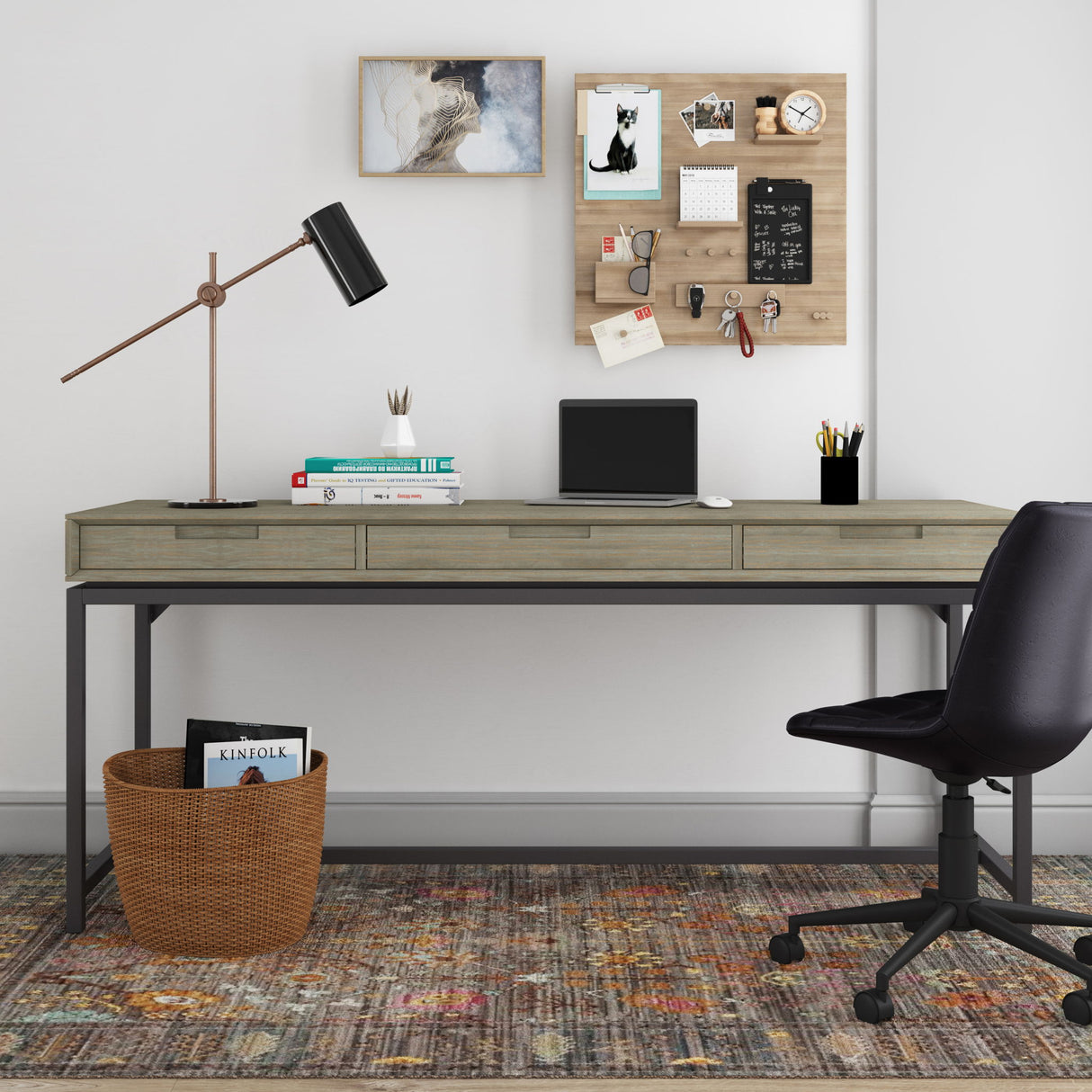 Banting - Mid Century Wide Desk, Handcrafted by Simpli-Home | Bel Furniture